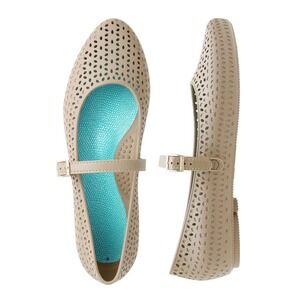 Okab Mary Jane Flats Perforated Ballet flats‎ in chai Tan Size 8 EU 38